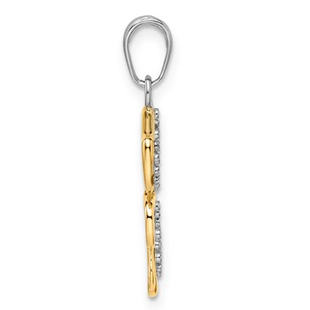 14k and White Rhodium Diamond-cut Dog and Puppy Pendant — alternate view