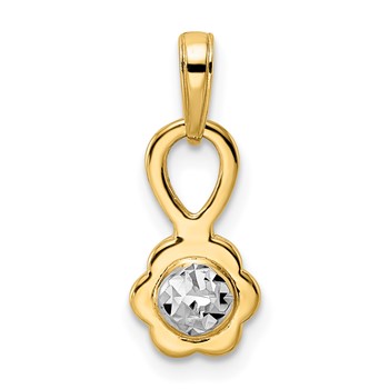 14k w/ White Rhodium Diamond-cut 3D Flower Pendant