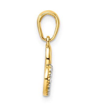 14k and White Rhodium Diamond-cut Heart Pendant — alternate view