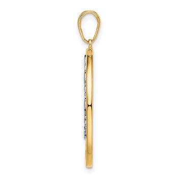 14k and White Rhodium Diamond-cut Tree of Life Pendant — alternate view