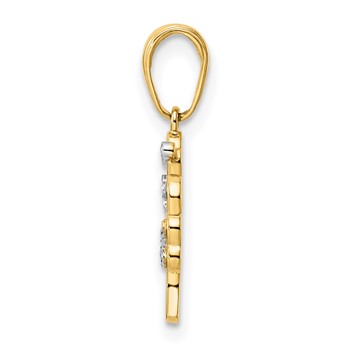 14k and White Rhodium Diamond-cut Tree of Life Pendant — alternate view