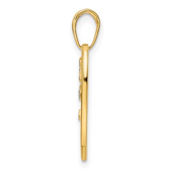 14k and White Rhodium Diamond-cut Tree of Life Heart Pendant — alternate view