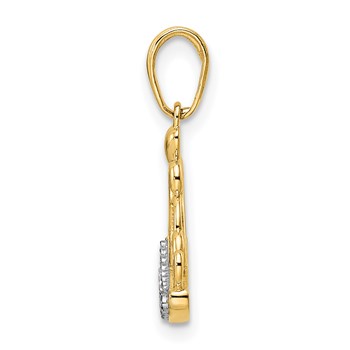 14k and White Rhodium Diamond-cut Crown Pendant — alternate view