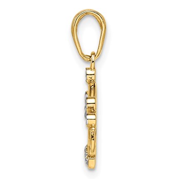 14k and White Rhodium Diamond-cut Crown Pendant — alternate view