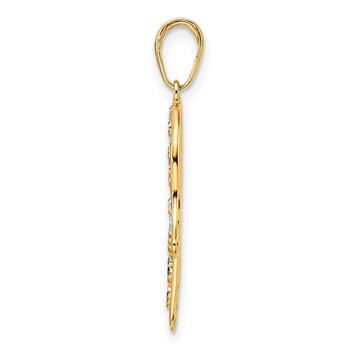 14k and White Rhodium Diamond-cut Fancy Hamsa Pendant — alternate view