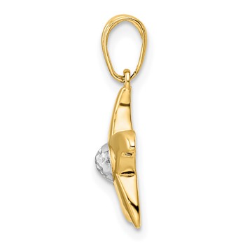 14k and White Rhodium Diamond-cut Starfish Pendant — alternate view