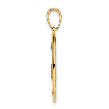 14k & White Rhodium D/C Stars Pendant — alternate view