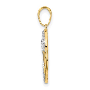 14k and White Rhodium Diamond-cut Flower Pendant — alternate view