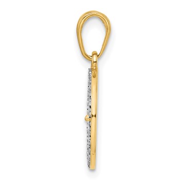 14K and White Rhodium Diamond-cut Four-leaf Clover Pendant — alternate view