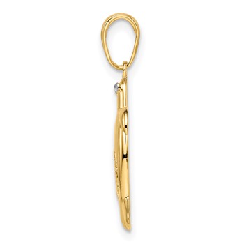 14k and White Rhodium Diamond-cut Floral Turtle Pendant — alternate view