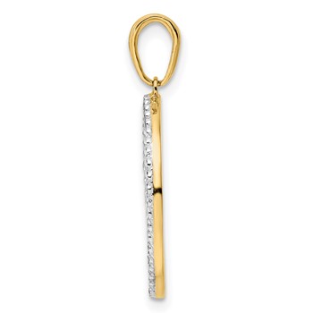 14k and White Rhodium Diamond-cut Cats Sitting on Bench Pendant — alternate view