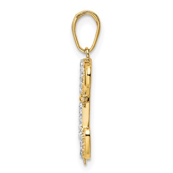 14k and White Rhodium Diamond-cut Sitting Puppy Pendant — alternate view