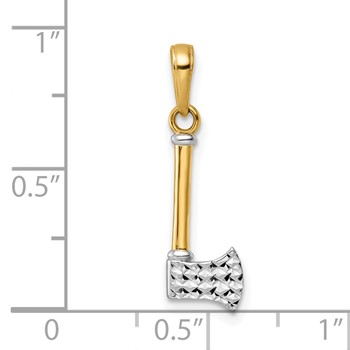 14k and White Rhodium Diamond-cut Axe Pendant — alternate view
