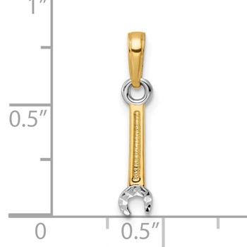 14k and White Rhodium Diamond-cut Wrench Pendant — alternate view