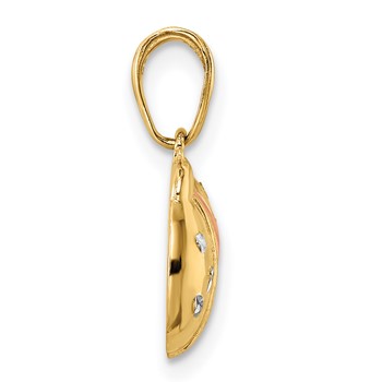 14k with White and Rose Rhodium Diamond-cut Ladybug Pendant — alternate view