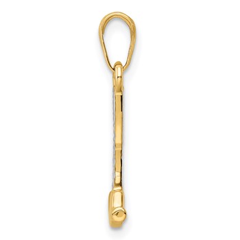 14k and White Rhodium Diamond-cut Hammer Pendant — alternate view