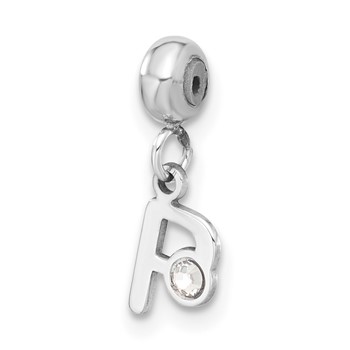 Sterling Silver Rhodium-plated MeMi Letter P with Crystal Charm