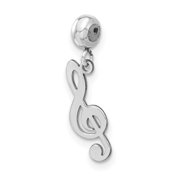 Sterling Silver Rhodium-plated MeMi Treble Clef Charm