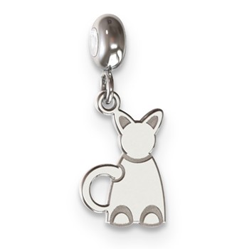 Sterling Silver Rhodium-plated MeMi Cat Charm