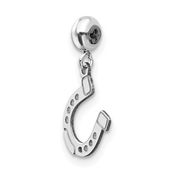 Sterling Silver Rhodium-plated MeMi Lucky Horseshoe Charm