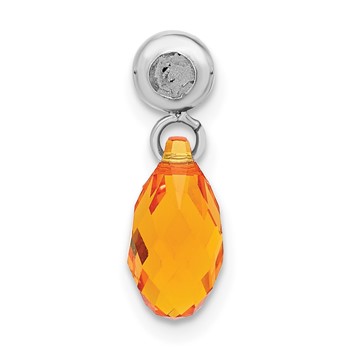 Sterling Silver Rhodium-plated MeMi November Teardrop Crystal Charm — alternate view