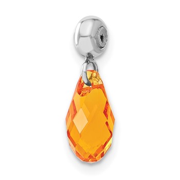 Sterling Silver Rhodium-plated MeMi November Teardrop Crystal Charm