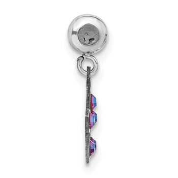 Sterling Silver Rhodium-plated MeMi Flower with Crystal Charm — alternate view