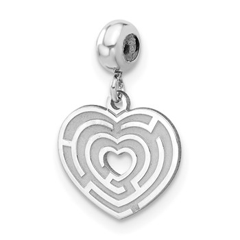 Sterling Silver Rhodium-plated MeMi Heart Puzzle Charm