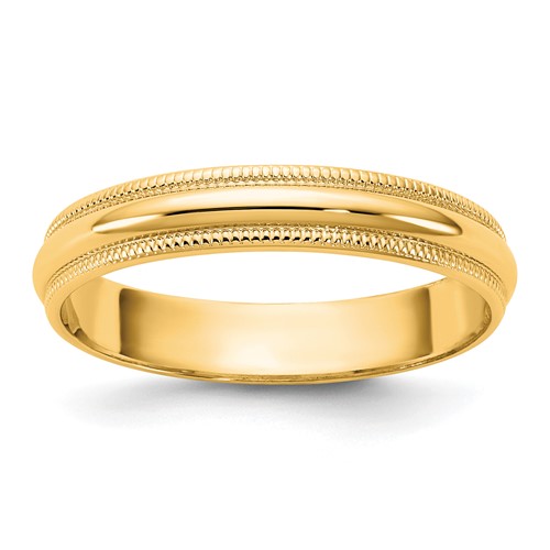 10KY 3.5mm LTW Milgrain Half Round Band Size 4