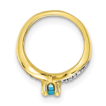 10K Gold and White Rhodium Blue Topaz Ring Pendant — alternate view