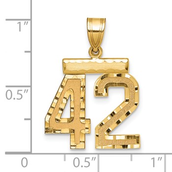 10k Medium Diamond-cut Number 42 Charm — alternate view