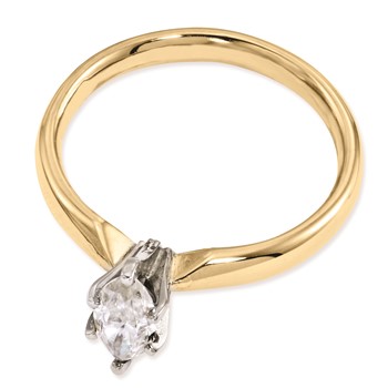 14k Two-tone Moissanite 8x4mm Marquise Solitaire Ring — alternate view