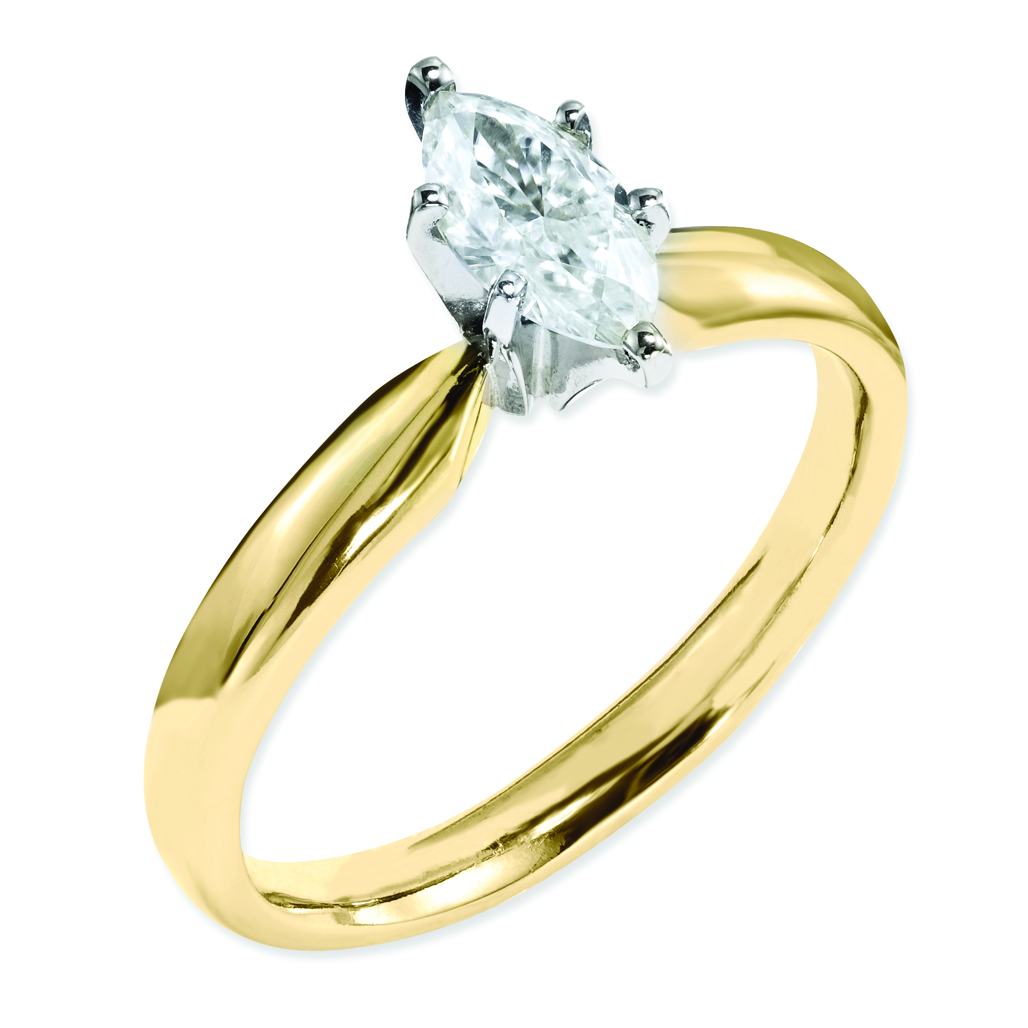 14k Two-tone Moissanite 8x4mm Marquise Solitaire Ring