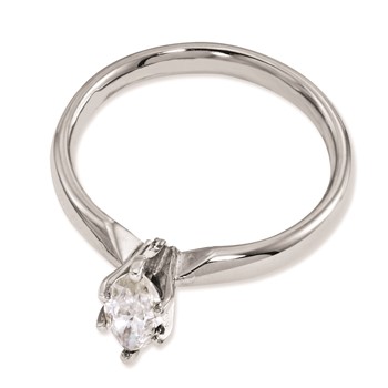 14k White Gold Moissanite 10x5mm Marquise Solitaire Ring — alternate view