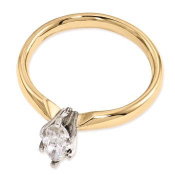 14k Two-tone Moissanite 10x5mm Marquise Solitaire Ring — alternate view