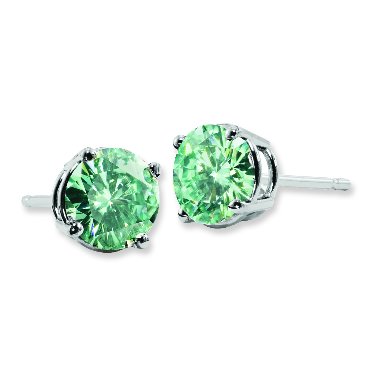 14K WG Pure Eternity Green Moissanite 5mm Round Friction Earrings
