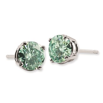 14K WG Pure Eternity Green Moissanite 5mm Round Friction Earrings