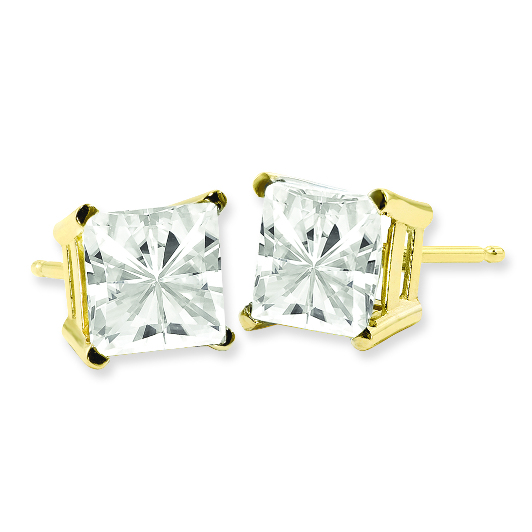 14K Moissanite 3.5mm Square Brilliant Friction Earrings