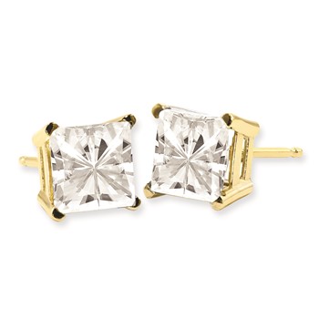 14K Moissanite 3.5mm Square Brilliant Screw Back Earrings