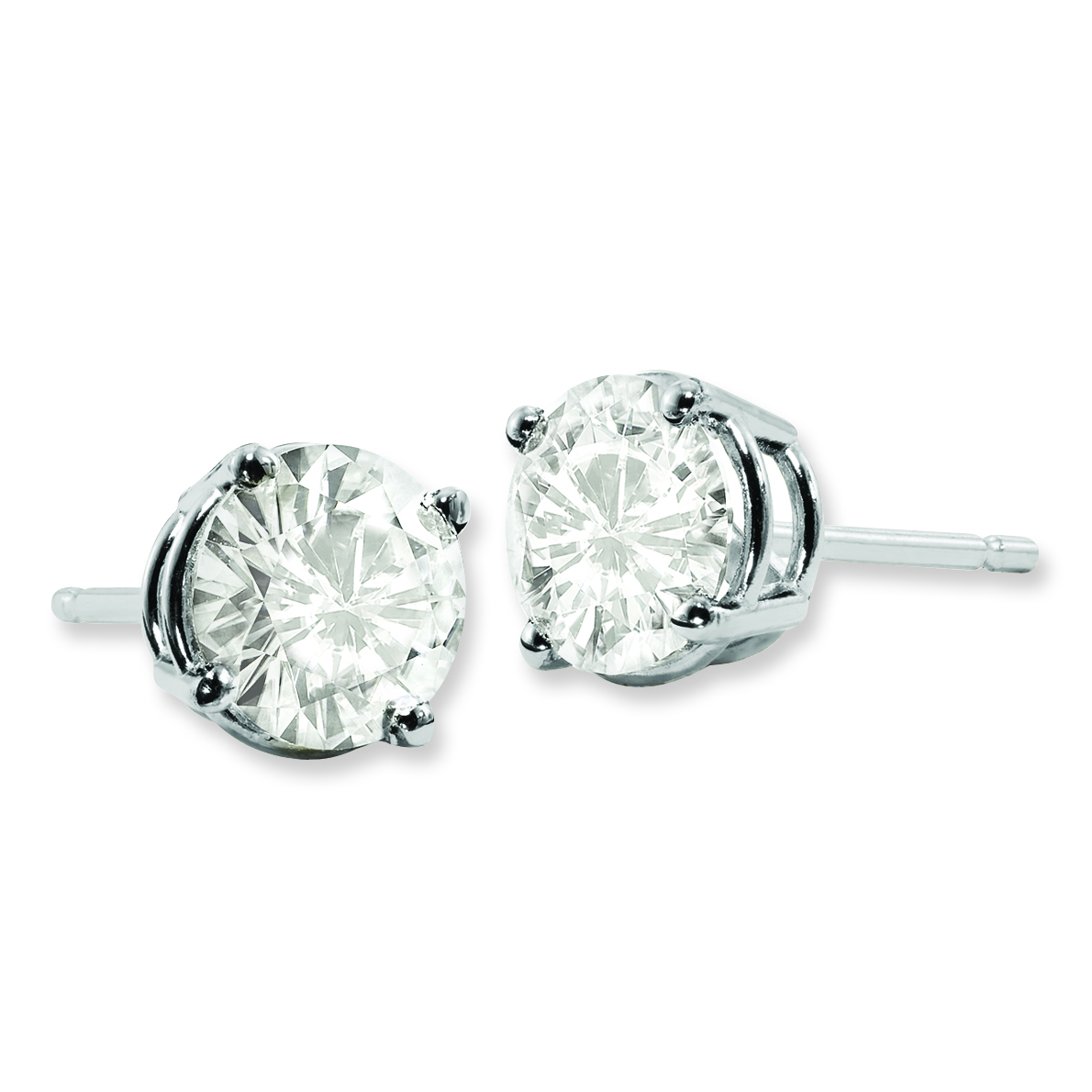 14K White Gold Moissanite 5.5mm Round Screwback Earrings