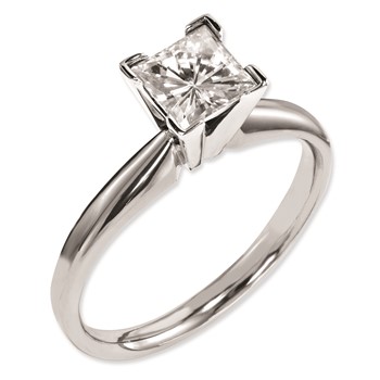 14K White Gold Moissanite 4.5mm Square Solitaire Ring