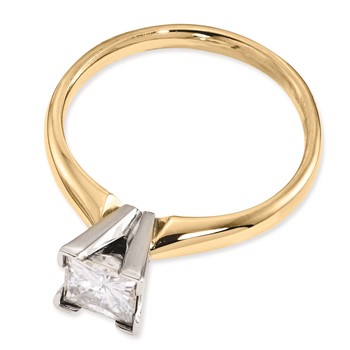 14k Two-tone Moissanite 4.5mm Square Solitaire Ring — alternate view
