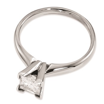 14K White Gold Moissanite 5mm Square Solitaire Ring — alternate view
