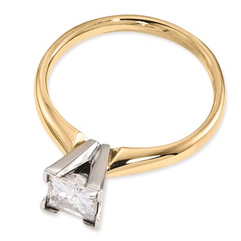 14k Two-tone Moissanite 5mm Square Solitaire Ring — alternate view