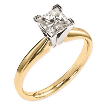 14k Two-tone Moissanite 5mm Square Solitaire Ring