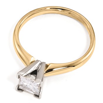 14k Two-tone Moissanite 5.5mm Square Solitaire Ring — alternate view