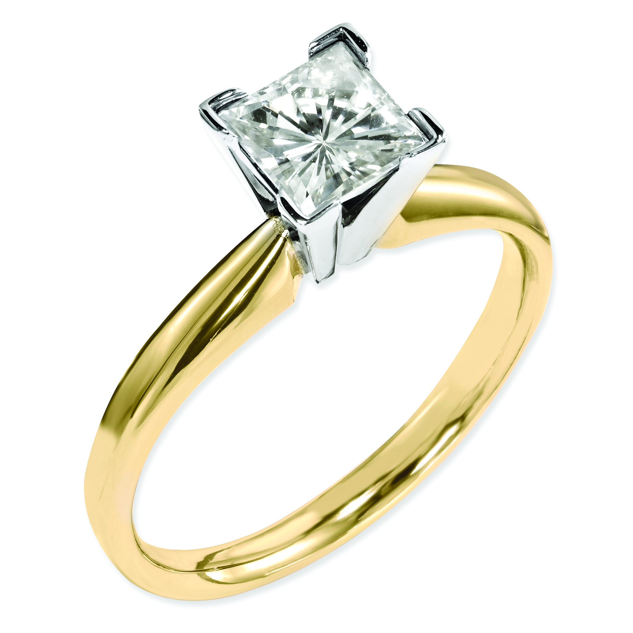 14k Two-tone Moissanite 6mm Square Solitaire Ring