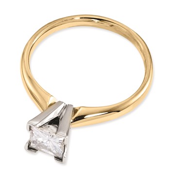 14k Two-tone Moissanite 6.5mm Square Solitaire Ring — alternate view
