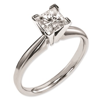 14K White Gold Moissanite 7mm Square Solitaire Ring
