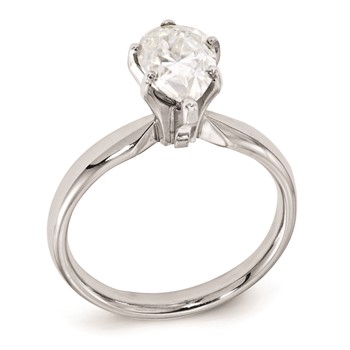 14K White Gold Moissanite 8x5mm Pear Solitaire Ring — alternate view